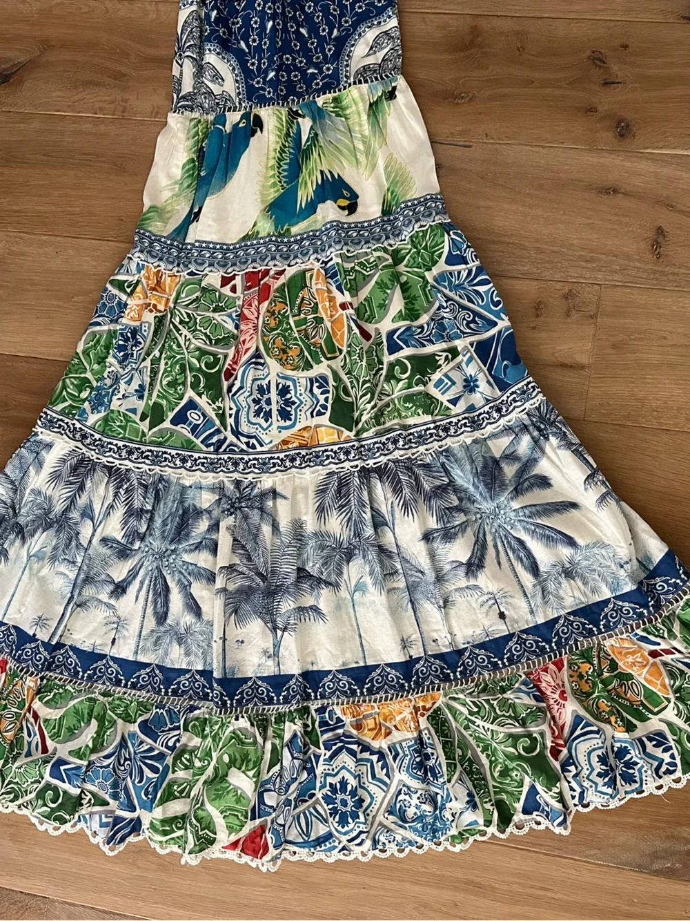 Farm Rio Valeria Tiered Tropical Floral Maxi Dress